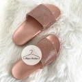 Nude klapki z cyrkoniami gumowe  Rose Gold