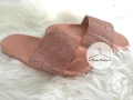 Nude klapki z cyrkoniami gumowe  Rose Gold