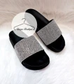 Gumowe klapki CRYSTAL cyrkonie silver black