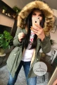 Parka Really khaki ze sztucznym brązowym futrem
