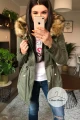 Parka Really khaki ze sztucznym brązowym futrem