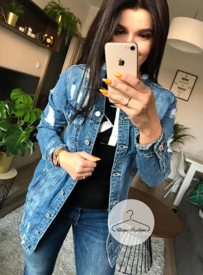 JEANSOWA długa kurtka katana DENIM blue S-L