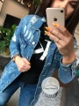 JEANSOWA długa kurtka katana DENIM blue S-L