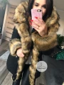 Zimowa czarna parka Premium natural brązowe futro sztuczne XS-L