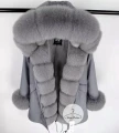 Długa Parka Szara Amerykańska LIS naturalny szary XS-XL