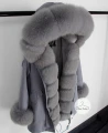 Długa Parka Szara Amerykańska LIS naturalny szary XS-XL