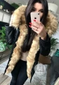 Kurtka parka czarna futro sztuczne beżowe K.Zell XS-XL