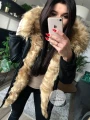 Kurtka parka czarna futro sztuczne beżowe K.Zell XS-XL