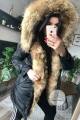Kurtka parka czarna futro sztuczne beżowe K.Zell XS-XL