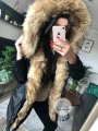 Kurtka parka czarna futro sztuczne beżowe K.Zell XS-XL