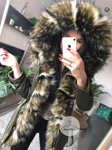Kurtka Parka KHAKI futro sztuczne MORO K.Zell S-L