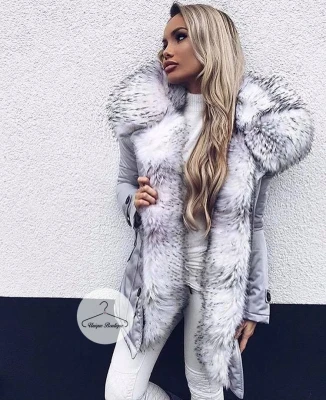 Kurtka Parka Szara Arctic futro sztuczne ombre K.Zell S-L