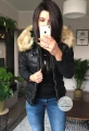 Czarna ocieplana kurtka pikowana ozdobne suwaki ZIP S-XXL