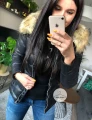 Czarna ocieplana kurtka pikowana ozdobne suwaki ZIP S-XXL