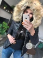 Czarna ocieplana kurtka pikowana ozdobne suwaki ZIP S-XXL