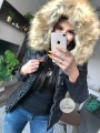 Czarna ocieplana kurtka pikowana ozdobne suwaki ZIP S-XXL