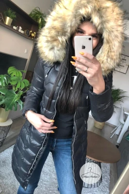 Pikowany ocieplany płaszcz suwaki ZIP S-XXL