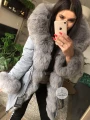 Długa Parka Szara Amerykańska LIS naturalny szary XS-XL