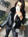 Czarny damski kożuszek z futrem naturalnym Black Fox