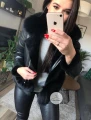 Czarny damski kożuszek z futrem naturalnym Black Fox