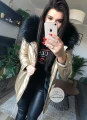 Złota metaliczna kurtka parka Eko skóra czarne futro sztuczne S-XXL