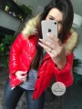Czerwona lakierowana zimowa kurtka pikowana a'la Moncler M-XL