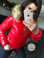 Czerwona lakierowana zimowa kurtka pikowana a'la Moncler M-XL