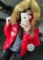 Czerwona lakierowana zimowa kurtka pikowana a'la Moncler M-XL