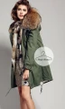 Długa parka khaki z jenotem naturalnym