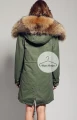 Długa parka khaki z jenotem naturalnym