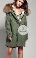 Długa parka khaki z jenotem naturalnym