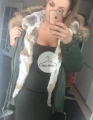 Krótka parka khaki z futrem z jenota Luxury
