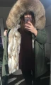 Długa parka khaki z jenotem naturalnym