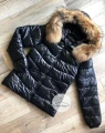 Kurtka pikowana exclusive z futrem z jenota naturalnym
