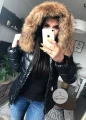 Kurtka pikowana exclusive z futrem z jenota naturalnym