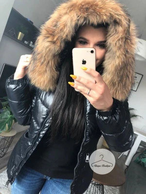 Kurtka pikowana exclusive z futrem z jenota naturalnym