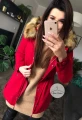 Czerwona parka ze sztucznym futrem Really