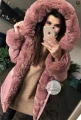 Zimowa parka BRUDNY RÓŻ premium futro sztuczne S-L