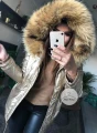 Kurtka parka złota metaliczna ze sztucznym futrem