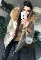 Kurtka parka złota metaliczna ze sztucznym futrem