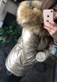 Kurtka parka złota metaliczna ze sztucznym futrem