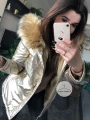 Kurtka parka złota metaliczna ze sztucznym futrem