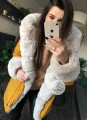 Parka zimowa Premium musztardowa z futrem sztucznym