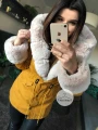 Parka zimowa Premium musztardowa z futrem sztucznym