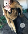 Czarna puchowa parka Supreme futro naturalne jenot naturalny S-XL