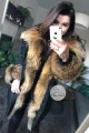 Czarna puchowa parka Supreme futro naturalne jenot naturalny S-XL