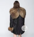 Czarna puchowa parka Supreme futro naturalne jenot naturalny S-XL