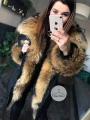 Czarna puchowa parka Supreme futro naturalne jenot naturalny S-XL