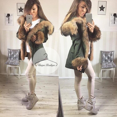Parka ELQORES KHAKI JENOT królik futro S-XXL