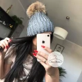 Zimowa czapka DIAMOND grey-silver cyrkonie jenot naturalny
